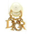 Dior Earrings Tribal Ball Gold Ivory Clear Pearl Rhinestone One Side