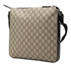 Gucci GG Supreme Crossbody Shoulder Bag Beige Black Leather — view 2