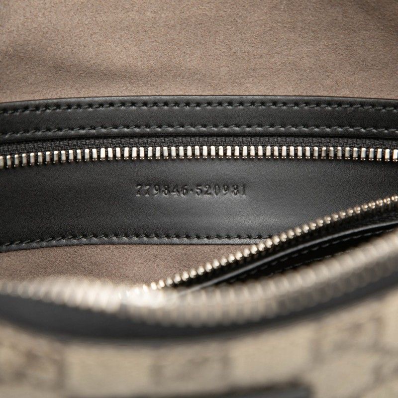 Gucci GG Supreme Crossbody Shoulder Bag Beige Black Leather — view 6