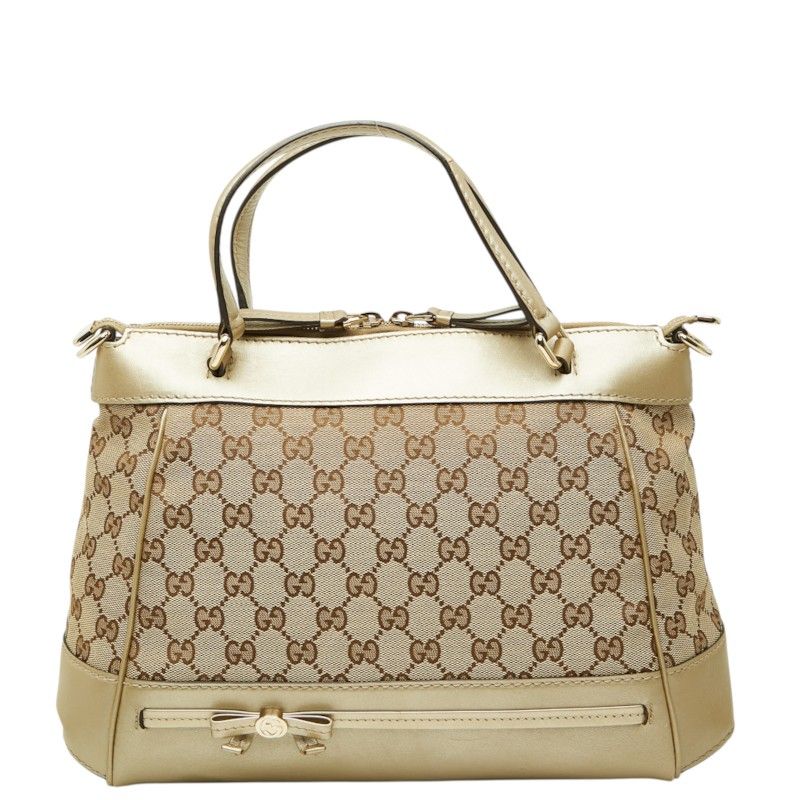 Gucci GG Canvas Mayfair Handbag Beige Gold