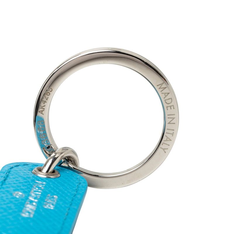 Louis Vuitton Key Holder LV Signature Blue Silver Leather Metal — view 3