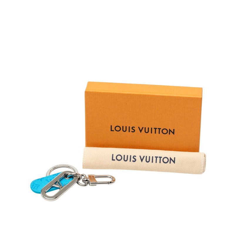 Louis Vuitton Key Holder LV Signature Blue Silver Leather Metal — view 6