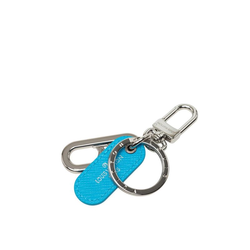 Louis Vuitton Key Holder LV Signature Blue Silver Leather Metal — view 2