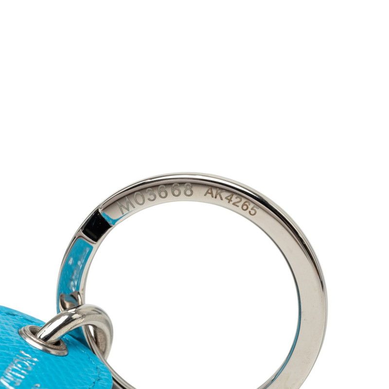 Louis Vuitton Key Holder LV Signature Blue Silver Leather Metal — view 5