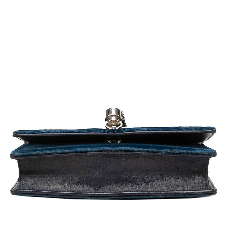 Saint Laurent YSL Logo Kate Chain Shoulder Bag Navy Silver Velour Rhinestone — view 3