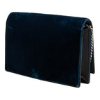 Saint Laurent YSL Logo Kate Chain Shoulder Bag Navy Silver Velour Rhinestone — view 2