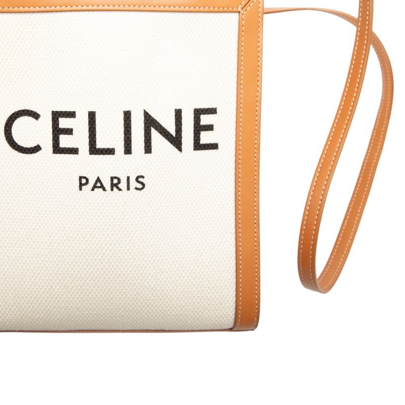 Celine Mini Vertical Cabas 2-Way Shoulder Bag Natural Brown Canvas Leather — view 5
