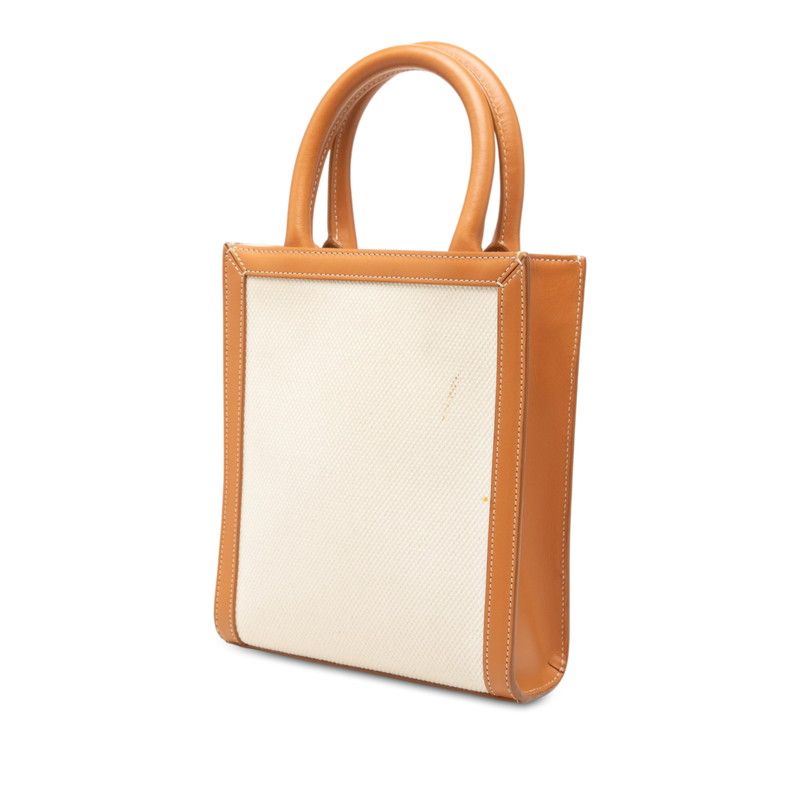 Celine Mini Vertical Cabas 2-Way Shoulder Bag Natural Brown Canvas Leather — view 2