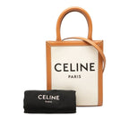 Celine Mini Vertical Cabas 2-Way Shoulder Bag Natural Brown Canvas Leather — view 7