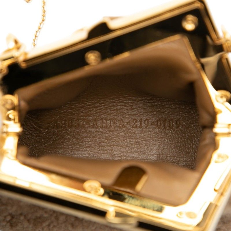 Fendi First Nano Mini Chain Shoulder Pouch Coin Purse Key Holder Brown Fleece — view 5