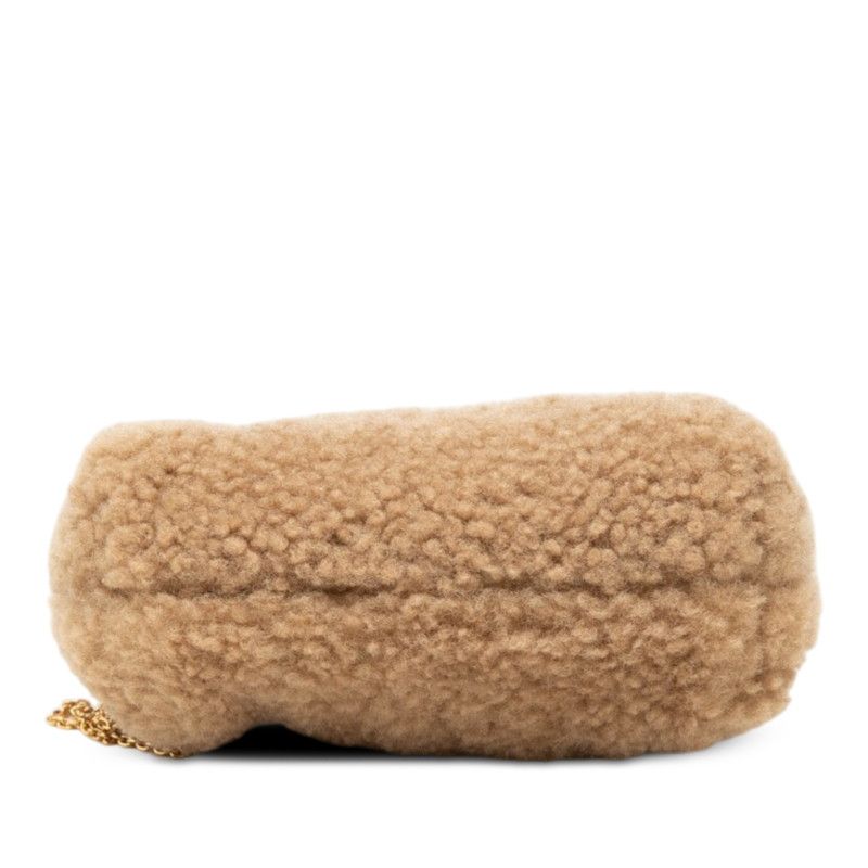Fendi First Nano Mini Chain Shoulder Pouch Coin Purse Key Holder Brown Fleece — view 3