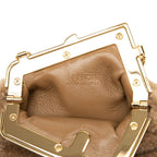 Fendi First Nano Mini Chain Shoulder Pouch Coin Purse Key Holder Brown Fleece — view 4
