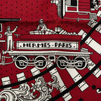 Hermes Carre 55 All Aboard Scarf Wine Red White Black Silk — view 7