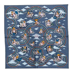 Hermes Carre 45 Carres Volants Flying Scarf Blue Multicolor Silk