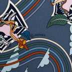 Hermes Carre 45 Carres Volants Flying Scarf Blue Multicolor Silk — view 5