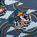 Hermes Carre 45 Carres Volants Flying Scarf Blue Multicolor Silk — view 4