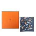 Hermes Carre 45 Carres Volants Flying Scarf Blue Multicolor Silk — view 8