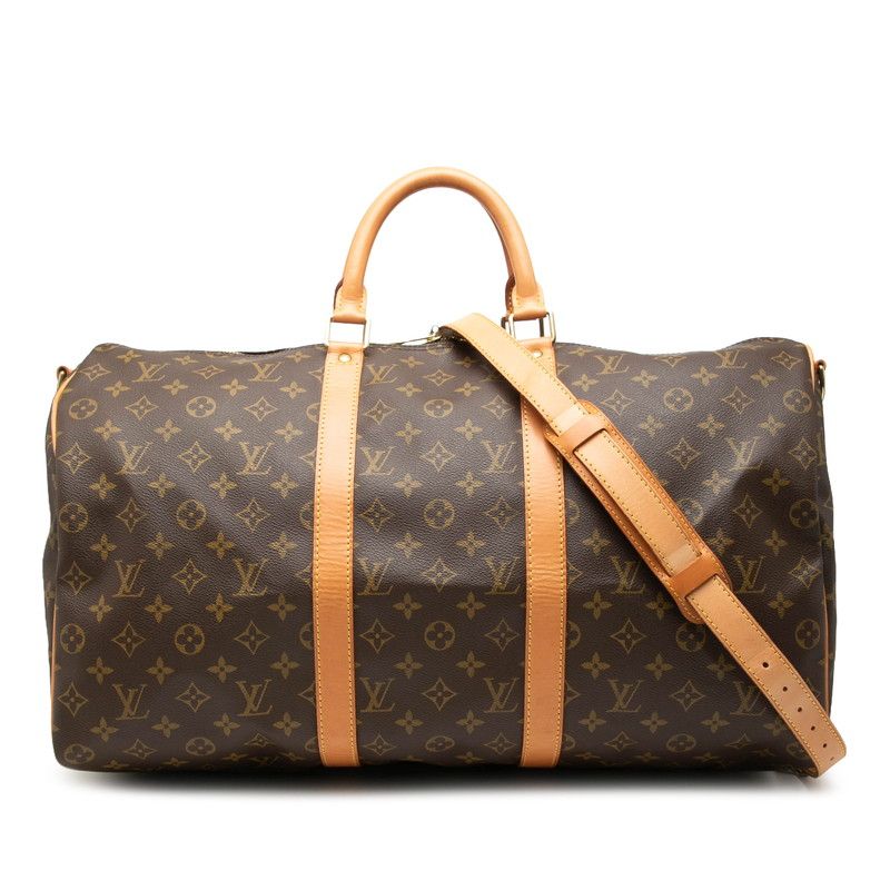 Louis Vuitton Monogram Keepall Bandouliere 50 Boston Bag 2-Way Brown Leather