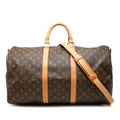 Louis Vuitton Monogram Keepall Bandouliere 50 Boston Bag 2-Way Brown Leather