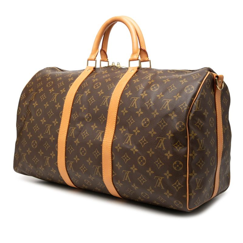 Louis Vuitton Monogram Keepall Bandouliere 50 Boston Bag 2-Way Brown Leather — view 2
