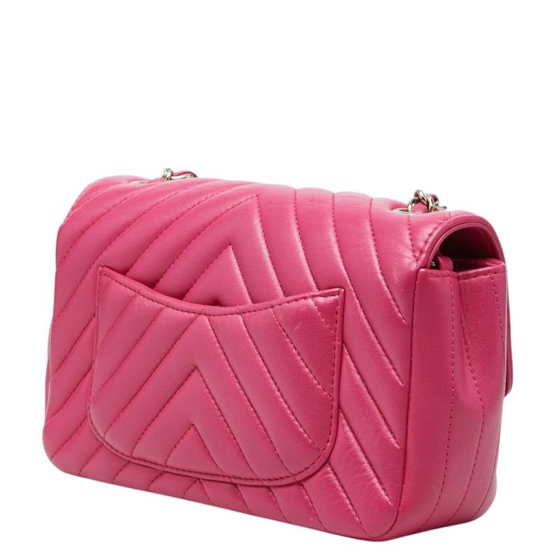 Chanel CC Logo V-stitch Crossbody Chain Shoulder Bag Pink Lambskin — view 2