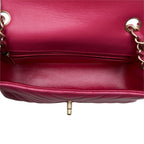 Chanel CC Logo V-stitch Crossbody Chain Shoulder Bag Pink Lambskin — view 6