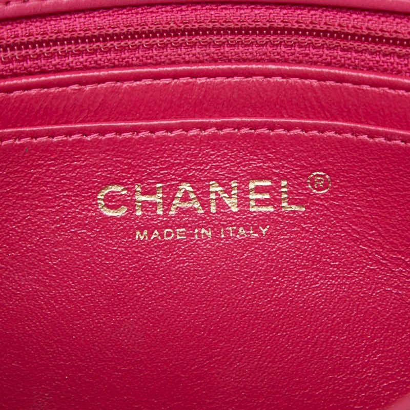 Chanel CC Logo V-stitch Crossbody Chain Shoulder Bag Pink Lambskin — view 7