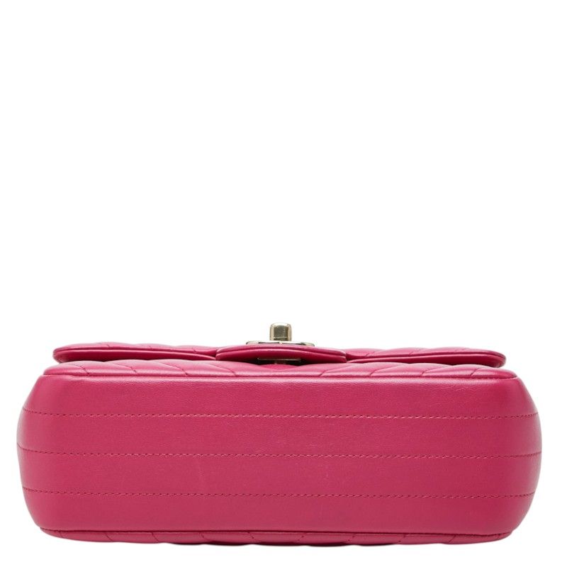Chanel CC Logo V-stitch Crossbody Chain Shoulder Bag Pink Lambskin — view 3