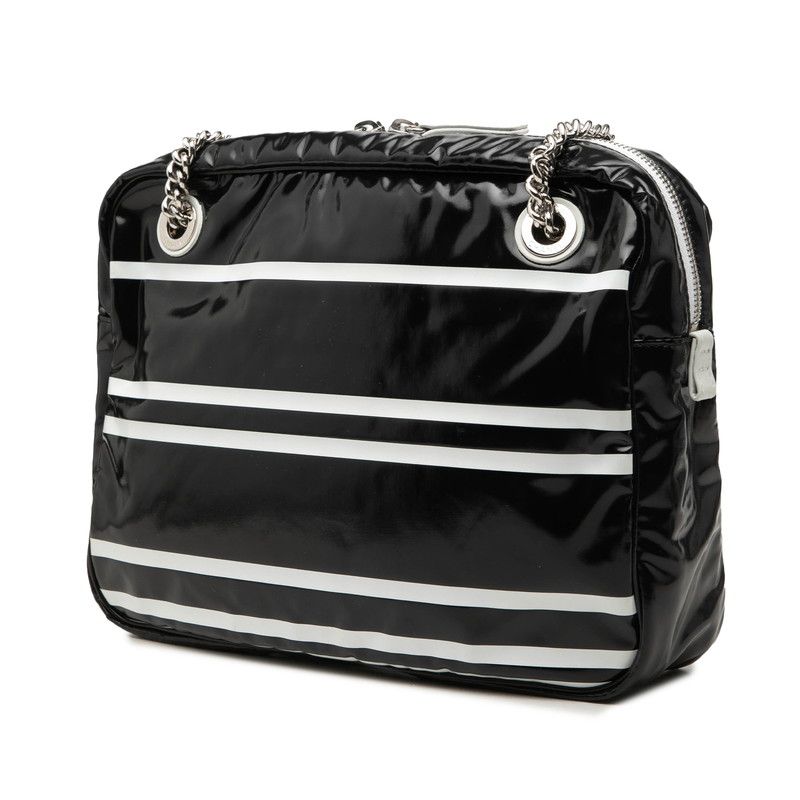 Chanel la Pausa Chain Shoulder Bag Logo Black White Leather — view 2