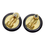 Chanel CC Logo Vintage Earrings 95P Black Gold Plated — view 2