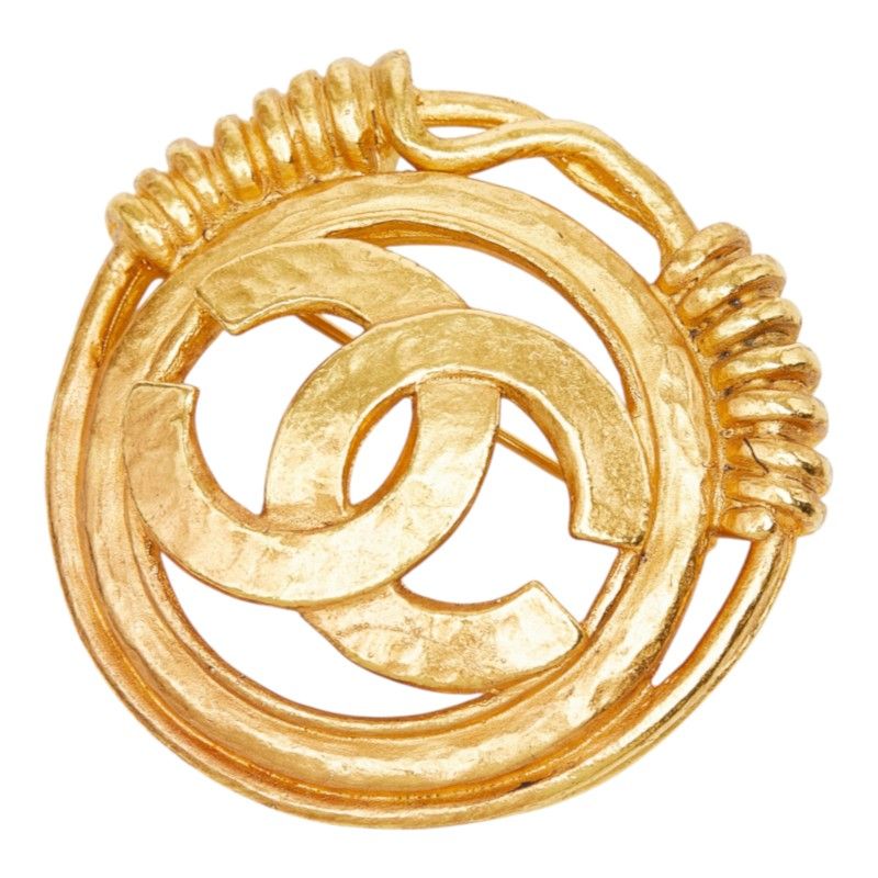 Chanel CC Logo Vintage Brooch 94P Gold Plated
