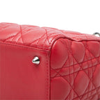 Dior Cannage Lady Dior Medium Satchel Shoulder Bag Red Leather — view 6