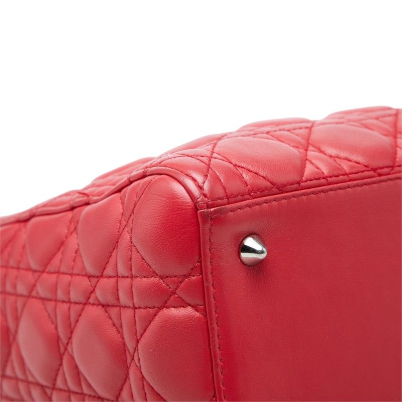 Dior Cannage Lady Dior Medium Satchel Shoulder Bag Red Leather — view 5