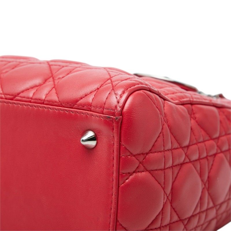 Dior Cannage Lady Dior Medium Satchel Shoulder Bag Red Leather — view 4