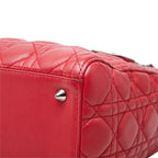 Dior Cannage Lady Dior Medium Satchel Shoulder Bag Red Leather — view 4