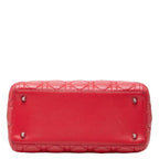 Dior Cannage Lady Dior Medium Satchel Shoulder Bag Red Leather — view 3