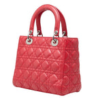 Dior Cannage Lady Dior Medium Satchel Shoulder Bag Red Leather — view 2