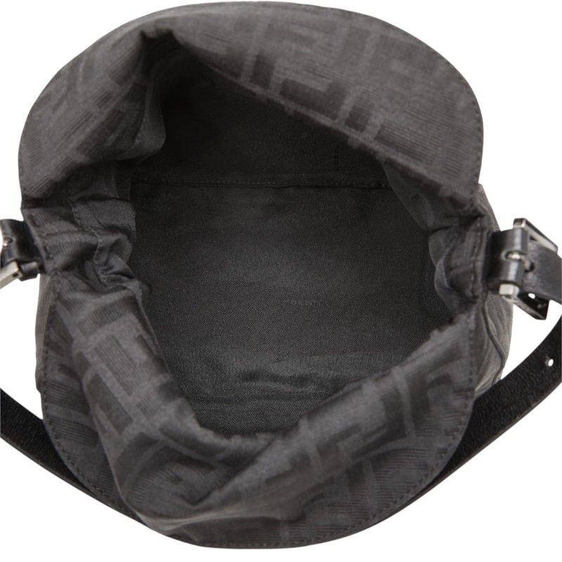 Fendi Zucchino Mamma Bucket Handbag Black Canvas Leather — view 8