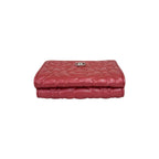 Chanel CC Logo Camellia Leather Trifold Wallet Metallic Red — view 3