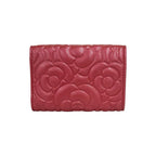 Chanel CC Logo Camellia Leather Trifold Wallet Metallic Red — view 2