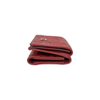 Chanel CC Logo Camellia Leather Trifold Wallet Metallic Red — view 5