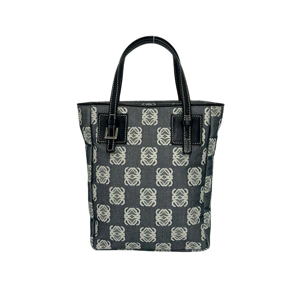 Loewe Repeat Anagram Canvas Leather Handbag Mini Tote Gray Black — view 3