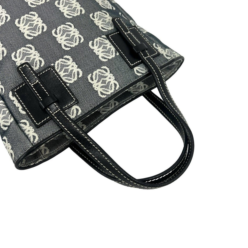 Loewe Repeat Anagram Canvas Leather Handbag Mini Tote Gray Black — view 4