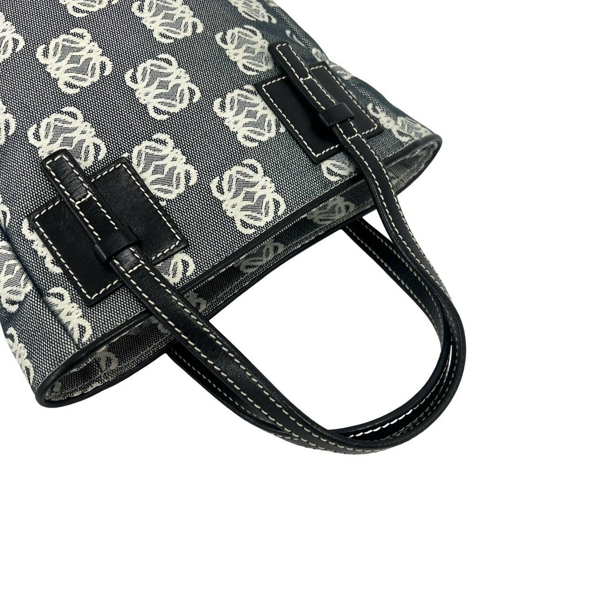 Loewe Repeat Anagram Canvas Leather Handbag Mini Tote Gray Black — view 4