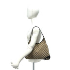 Gucci Interlocking G GG Pattern Logo Canvas Leather Shoulder Bag Tote Brown — view 2