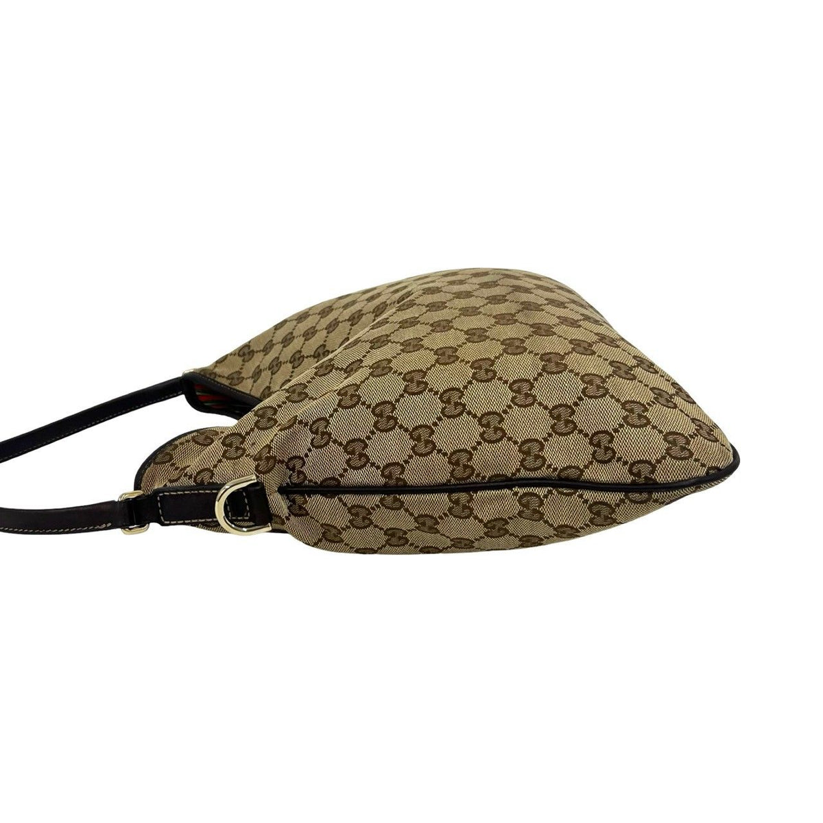 Gucci Interlocking G GG Pattern Logo Canvas Leather Shoulder Bag Tote Brown — view 5