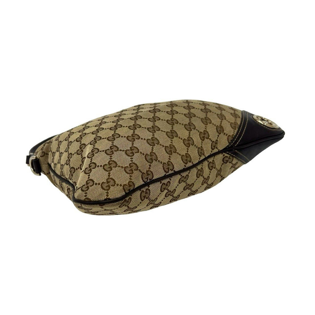Gucci Interlocking G GG Pattern Logo Canvas Leather Shoulder Bag Tote Brown — view 7