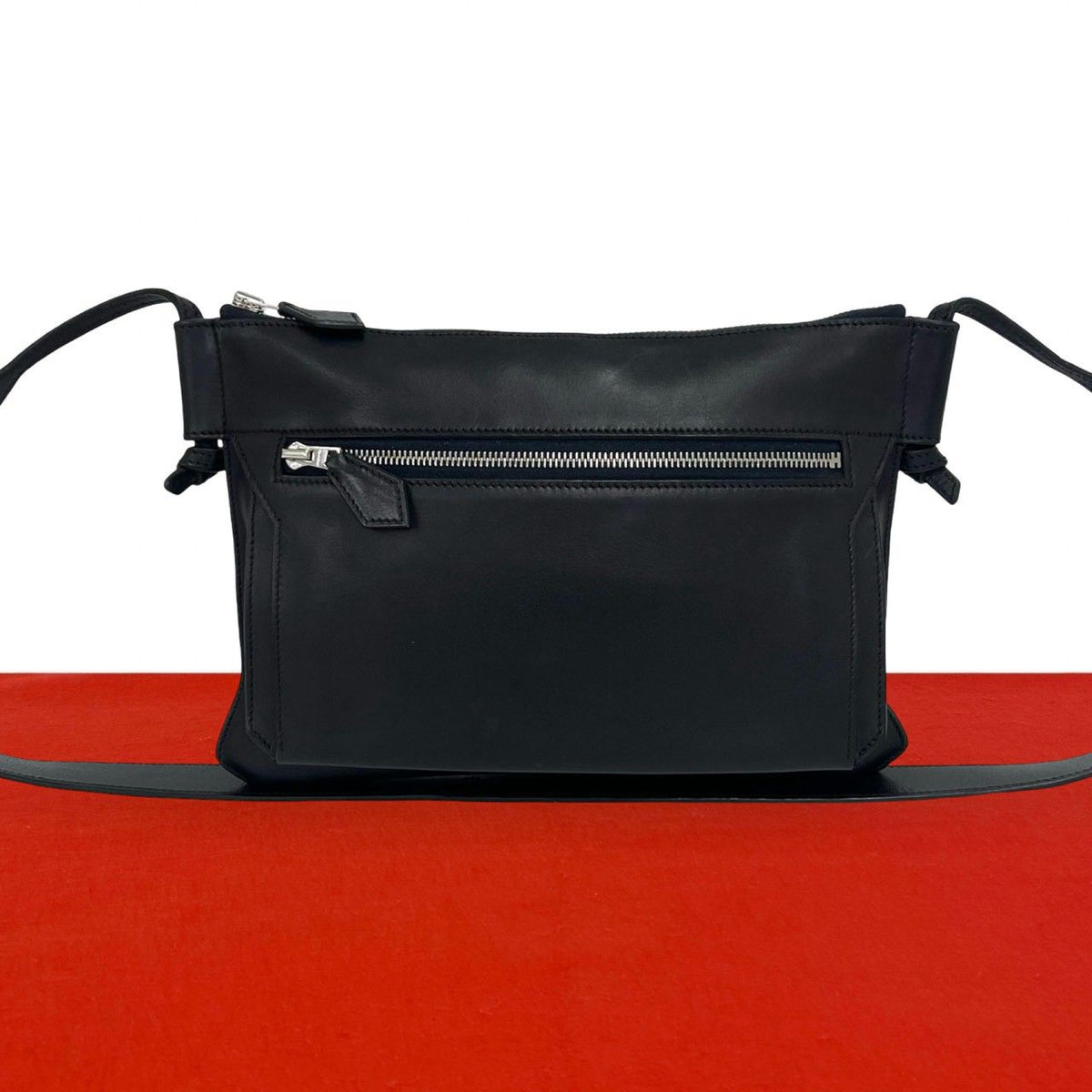 Hermes Ultrapla Evercolor Leather Shoulder Bag Pochette Crossbody Black