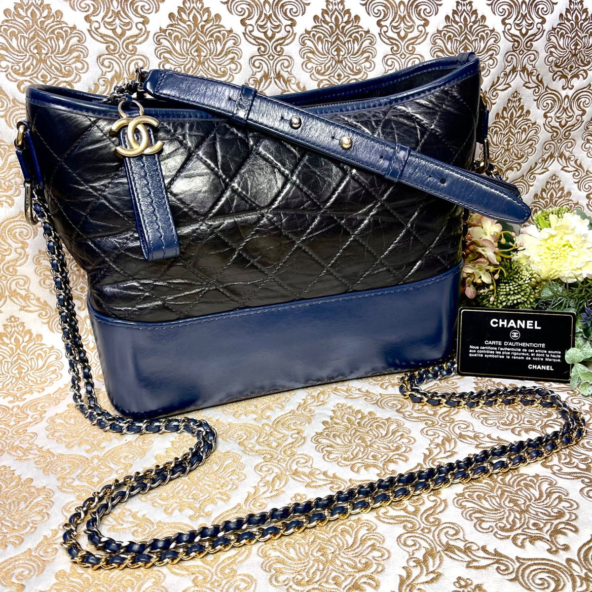 Chanel Gabrielle Bicolor Quilted Chain Handbag