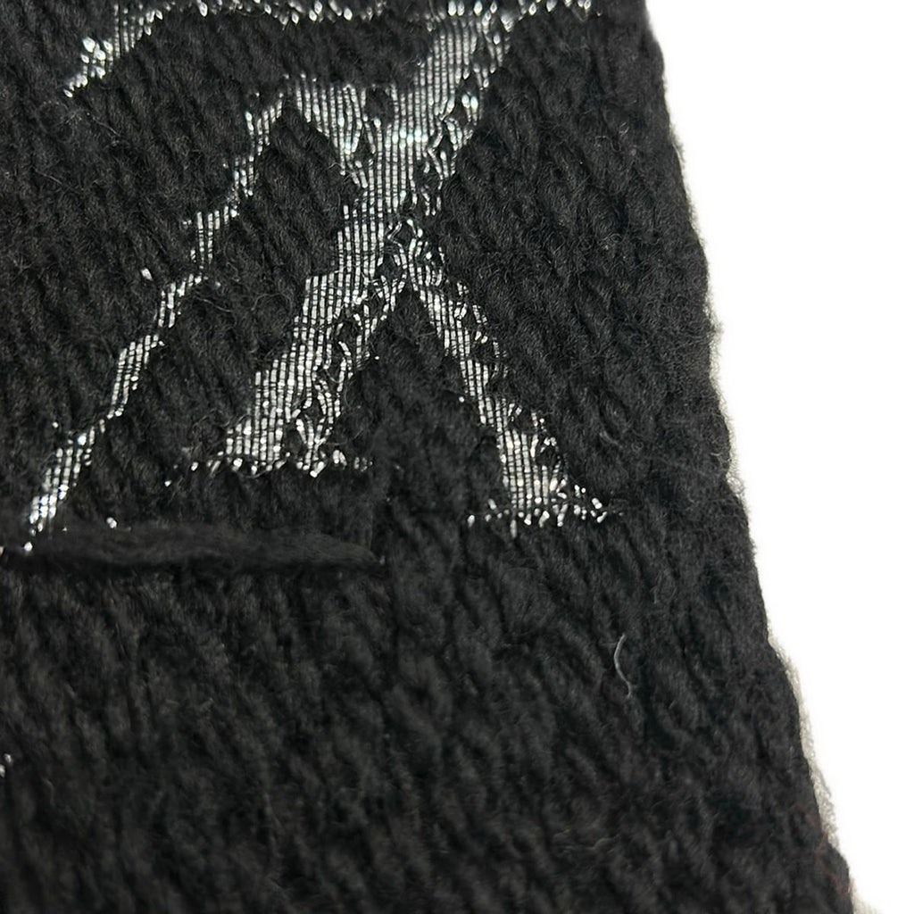 Louis Vuitton Scarf Logomania Shine Black Silver Wool Silk — view 4